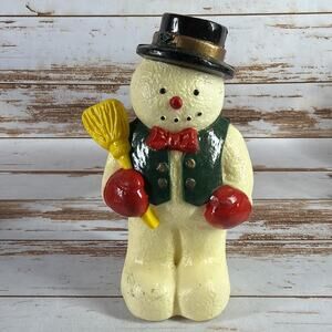 Snowman Blow Mold Tabletop Plastic 10.5in Christmas Holiday Decoration